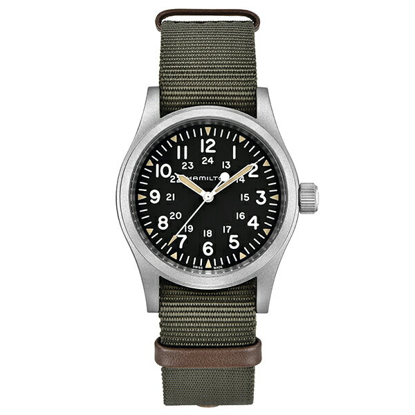 ハミルトン公式腕時計HAMILTONKhakiFieldカーキフィールドメカニカル機械式手巻き38.00MMテキスタイルベルトブラック×グリーンH69439931メンズ腕時計男性正規品ブランドアウトドア