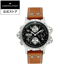 ハミルトン 公式 腕時計 HAMILTON Khaki Aviation Khaki X-Wind カーキ アビエーション X-Wind オートマティック 自動巻き 44.00MM レザーベルト ブラック × ブラウン H77616533 メンズ腕時計 男性 正規品 航空時計 パイロットウォッチ