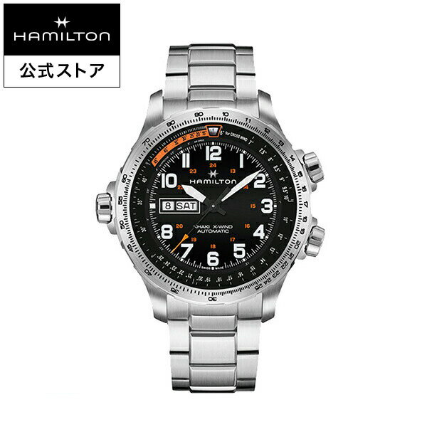 ハミルトン 公式 腕時計 HAMILTON Khaki Aviation Khaki X-Wind カーキ アビエーション X-Wind デイデイト オートマティック 自動巻き 45.00MM ステンレススチールブレス ブラック シルバー H7…