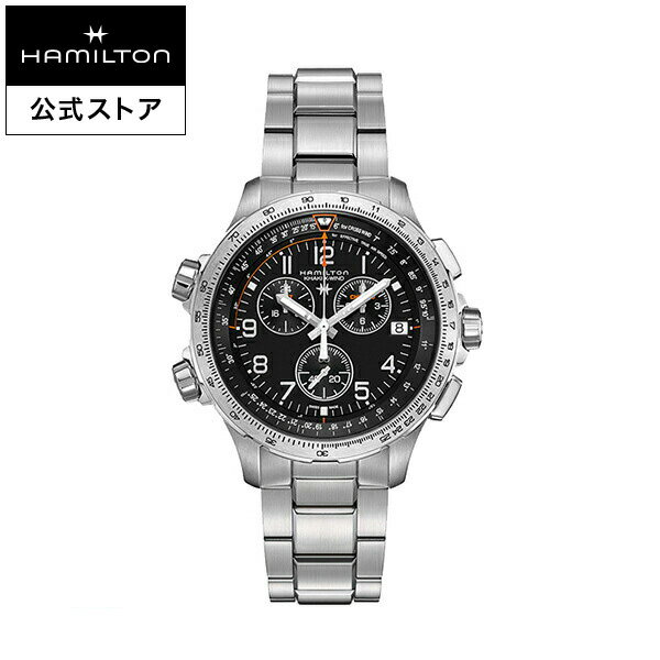 ハミルトン 公式 腕時計 HAMILTON Khaki Aviation Khaki X-Wind カーキ アビエーション X-Wind GMT クオーツ クォーツ 46.00MM ステンレススチールブレス ブラック × シルバー H77912135 メンズ腕時計 男性 正規品 航空時計 パイロットウォッチ