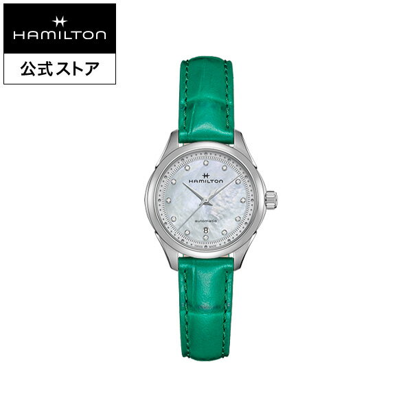 ハミルトン 公式 腕時計 HAMILTON Jazzmaster Lady Auto ジャズマスター レディ オート オートマティック 自動巻き 30.00MM レザーベルト マザーオブパール × グリーン H32275890 レディース腕時計 女性 正規品 ブランド ダイヤモンド