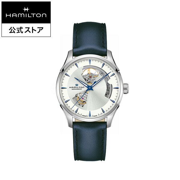 ハミルトン 公式 腕時計 HAMILTON Jazzmaster Open Heart ジャズマスター オープンハート オートマティック 自動巻き 40.00MM レザーベルト シルバー × ブルー H32675650 メンズ腕時計 男性 正規品 ブランド ビジネス シンプル 2022