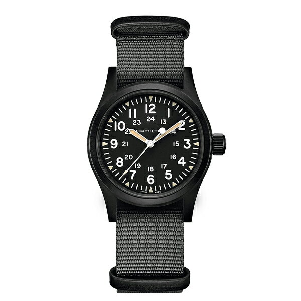 ハミルトン公式腕時計HAMILTONKhakiFieldカーキフィールドメカニカル機械式手巻き38.00MMテキスタイルベルトブラック×グレーH69409930メンズ腕時計男性正規品ブランドアウトドアビジネス