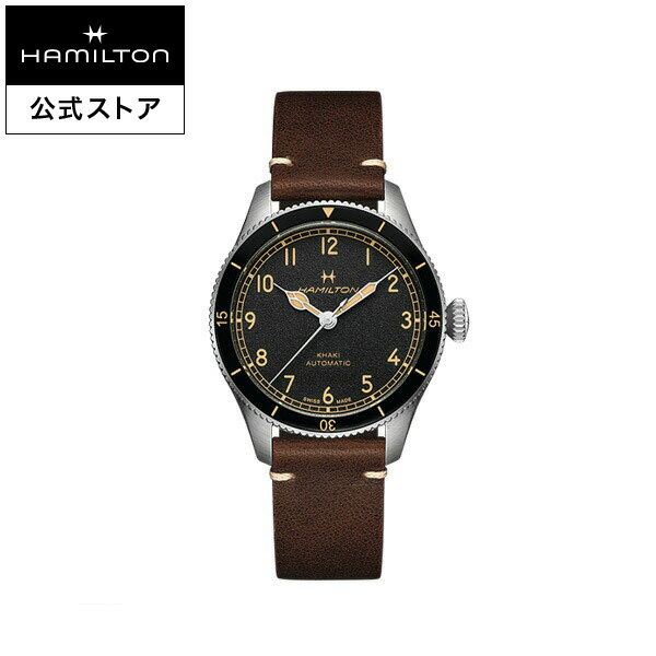 ハミルトン 公式 腕時計 HAMILTON Khaki Aviation Khaki Pilot Pioneer カーキ アビエーション パイロット パイオニア 機械式自動巻き 38.00MM レザーベルト ブラック ブラウン H76205530 メン…