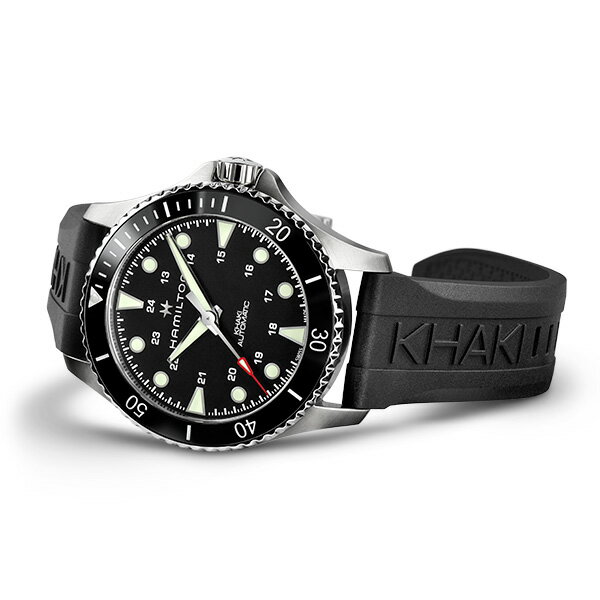 ハミルトン 公式 腕時計 HAMILTON Khaki Navy Khaki Scuba カーキ ネイビー スキューバ オートマティック 自動巻き 43.00MM ラバーストラップ ブラック × ブラック H82515330 メンズ腕時計 男性 正規品 ブランド 防水 3