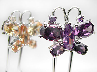 【ジルコニアU字ピンM(95mm)】★シュクレパピヨン[結婚式 キラキラ クリスタル お団子 アップヘア かんざし 夜会巻き ジルコニア 蝶々 バタフライ ヘア...