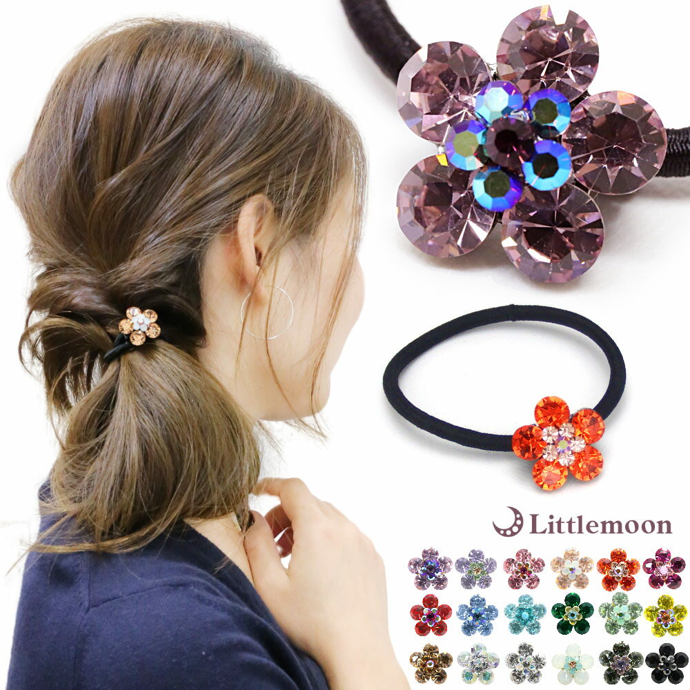 楽天総合ランキング1位 ヘアゴム 追跡可能メール便★対応 ナチュラルカメリア[ゴム クリスタル ビジュー ラインストーン 結婚式 人気30 お花 フラワー ヘッ...