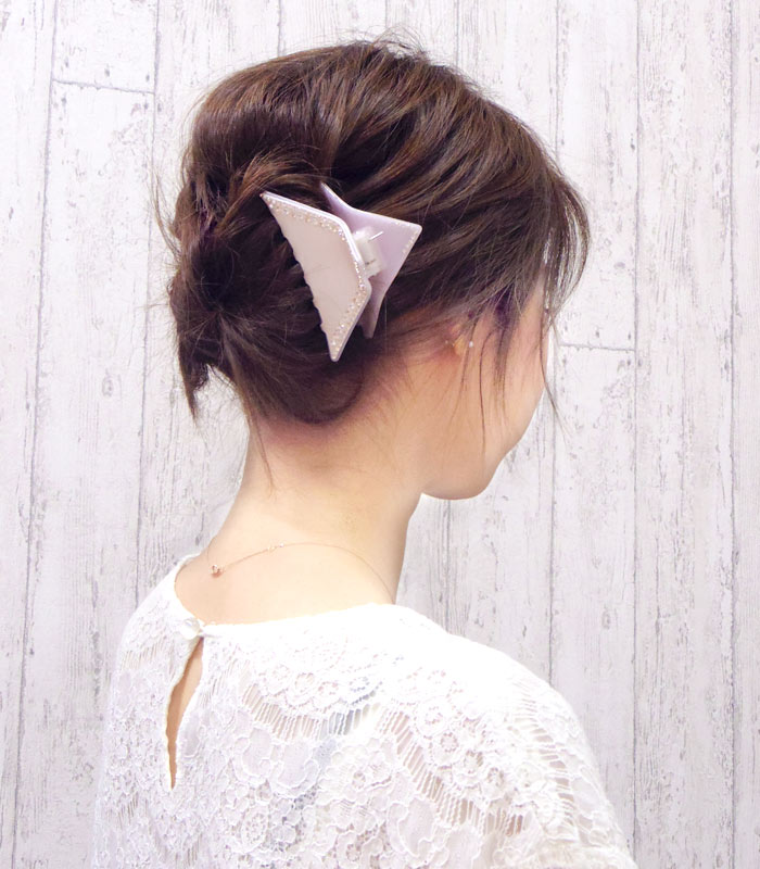 【バンスクリップ】グランド［三角 エナメル クリスタル ラインストーン キラキラ トライアングル バイカラー 結婚式 パーティ ヘアクリップ ヘッドアクセ ヘアアクセサリー シャンパーニュ 髪飾り］20171020