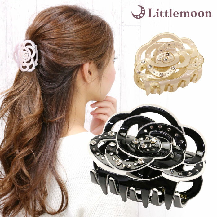 【バンスクリップ】★エンブリュオ[ヘアクリップ シャンパーニュ クリスタル キラキラ ストーン ローズ フラワー バンスクリップ 結婚式 パーティ ヘッドアクセ...