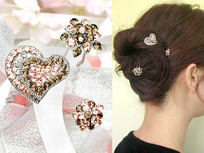 肌なじみのよい大人グラデ。【送料無料】ピーチブラウンU字ピン5点セット