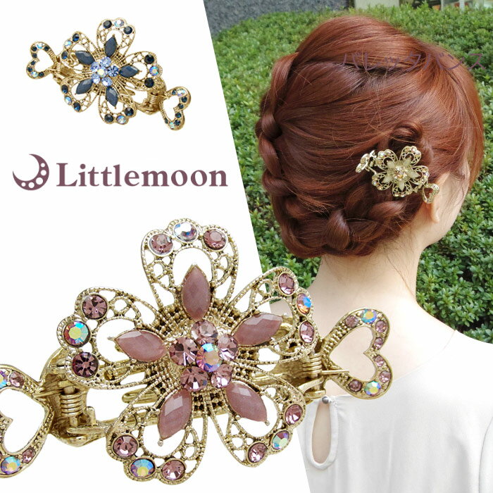 【追跡可能メール便 送料無料】【バレッタバンス】エリシム[花 フラワー ゴールド クリスタル ラインストーン カメリア 大きめ 結婚式 パーティ ヘアクリップ ...