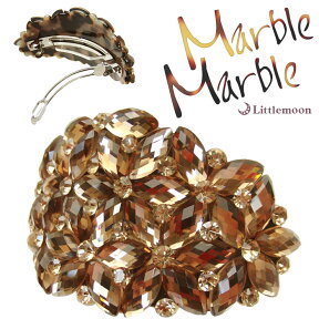 べっ甲 バレッタ クリスタル 【送料無料】宅配便！送料無料！【Marble Marbleバレッタ】ベアトリス［べっ甲風 アニマル柄 アセテート アセチ ヘアアクセサリー まとめ髪 マーブルマーブル ］