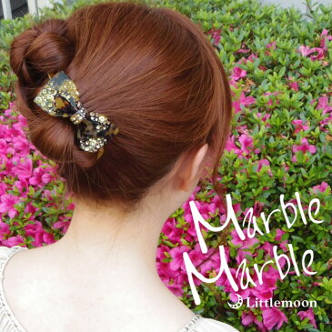 【Marble Marble クリップ】コアン［リボン ヘアクリップ べっ甲風 アニマル柄 アセテート アセチ ヘアアクセサリー 髪飾り 簡単ヘアアレンジ まとめ髪 髪型 マーブルマーブル ］