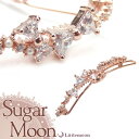 【送料無料(沖縄・離島を除く】【Sugar Moon パッチン留め】プリシラ[結婚式 パーティ キラキラ ジルコニア クリスタル ピンクゴールド リボン シュガ...