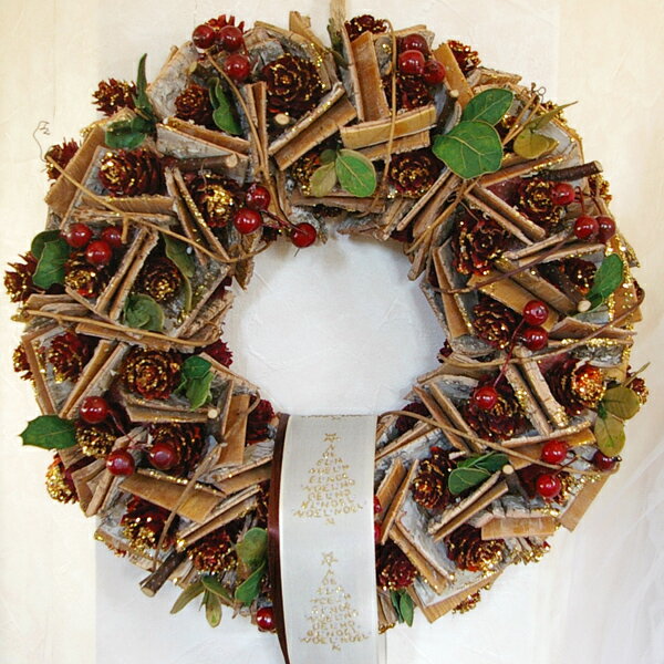 ■送料無料■【あす楽対応商品】ウッドチップのナチュラルラメリース〜直径27cm〜