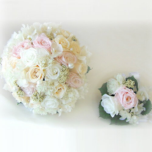 送料無料(一部地域を除く)プリザーブドフラワー ブライダルブーケ ラウンド【楽ギフ_メッセ入力】【HLS_DU】