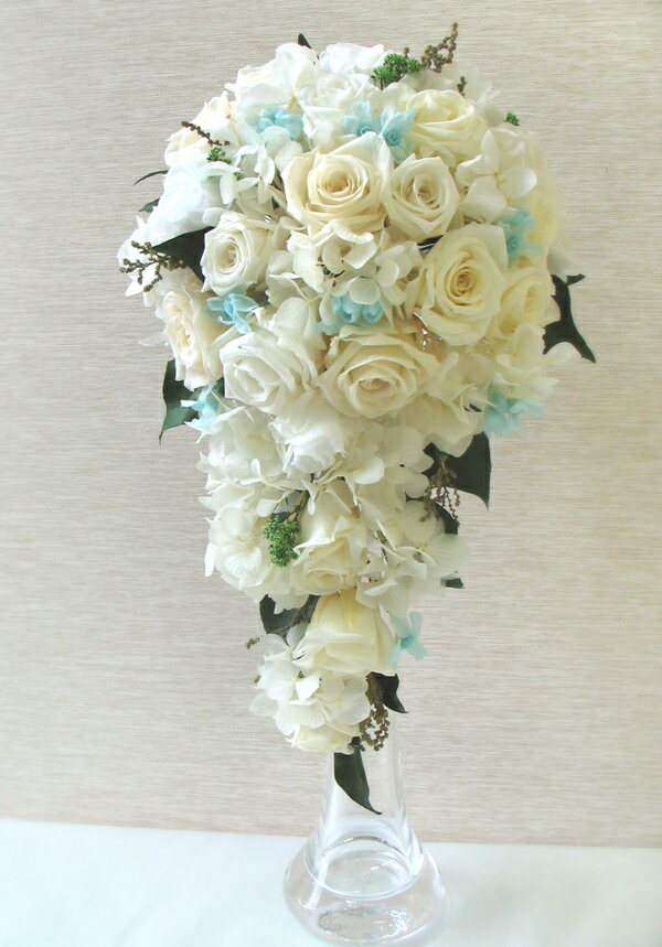 送料無料(一部地域を除く)【只今プレゼント付き】 キャスケードブーケ 【ブルースター】約18cm×33cm【楽ギフ_メッセ入力】【HLS_DU】【プリザーブドフ...