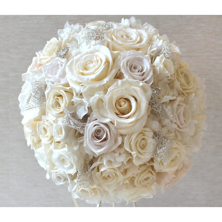 送料無料(一部地域を除く)【只今プレゼント付き】 ラウンドブーケ オーダーメイド【ブーケ直径約23cm・ブートニアDX・フラワーバンド】セット【プリザーブドフラ...