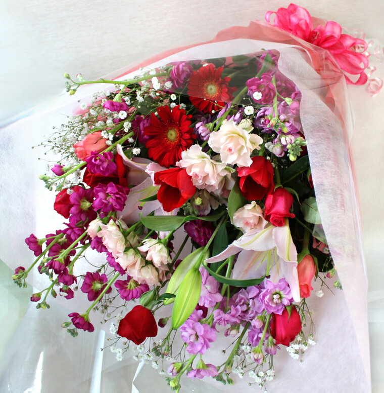 あす楽対応 14時まで 送料無料(一部地域を除く)【 生花 】店長におまかせ花束Lサイズ お生日 お祝い 記念日 お悔やみ お供え 誕生日プレゼント 女性 花 ギフト 誕生日 花束 バレンタイン 花