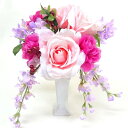 楽天花と緑のはなここピンク ローズ デルフィニューム造花 フラワーアレンジメント 高さ約30cm花 光触媒 ギフト プレゼント お祝い 誕生日 贈り物 hc1550