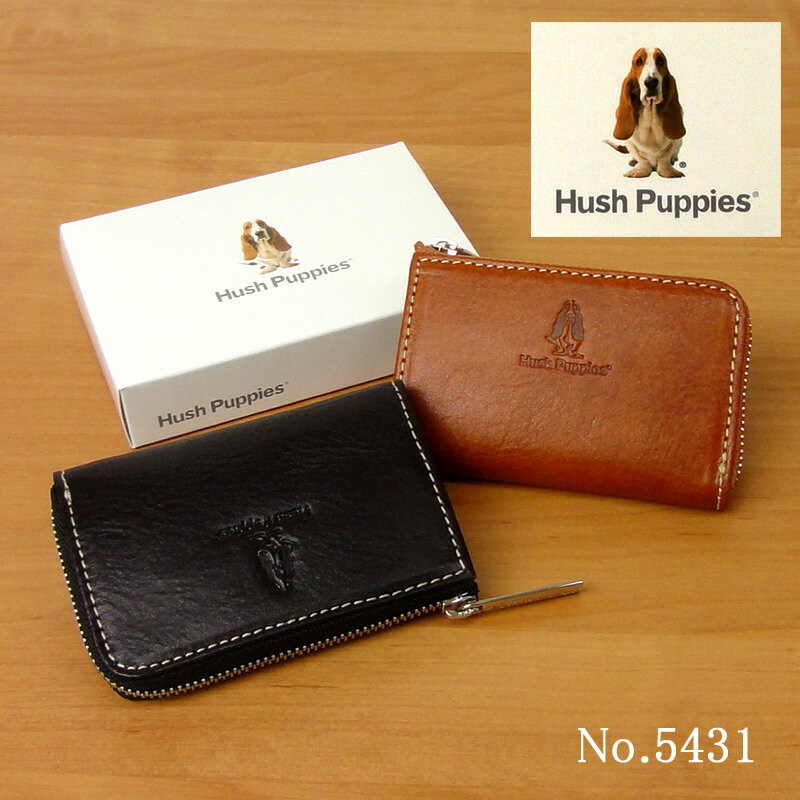 革製のコインケース（5000円程度） ハッシュパピー Hush Puppies コインケース 小銭入れ 5431 本革 レザー メンズ 男性 L字ファスナー シンプル ブランド おしゃれ 本革コインケース プレゼント ギフトラッピング無料 正規品 ブラック ブラウン