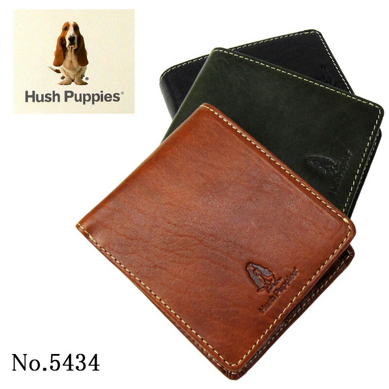 ハッシュパピー 財布 Hush Puppies 二つ折り財布 5434 本革 レザー 牛革 メンズ 男性 本革折財布 2つ折り シンプル ブランド カジュアル プレゼント ギフトラッピング無料 正規品 ブラック ブラウン グリーン