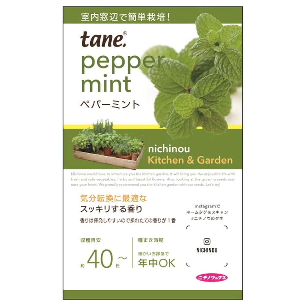 【ペパーミント】 キッチン & ガーデン K&G 種・小袋 （0.1ml） 固定種