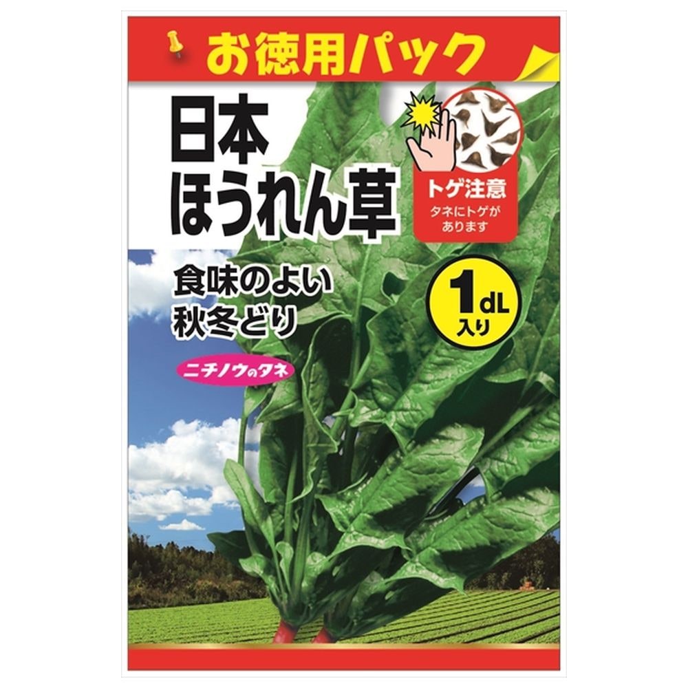 ほうれん草 【日本ほうれん草(お徳用パック)】 種・小袋 （1dl） 固定種