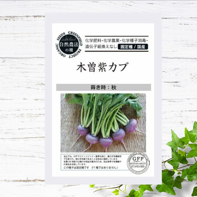 【有機種子】 木曽紫かぶ S 0.4g 約100粒 種蒔時期 8～9月