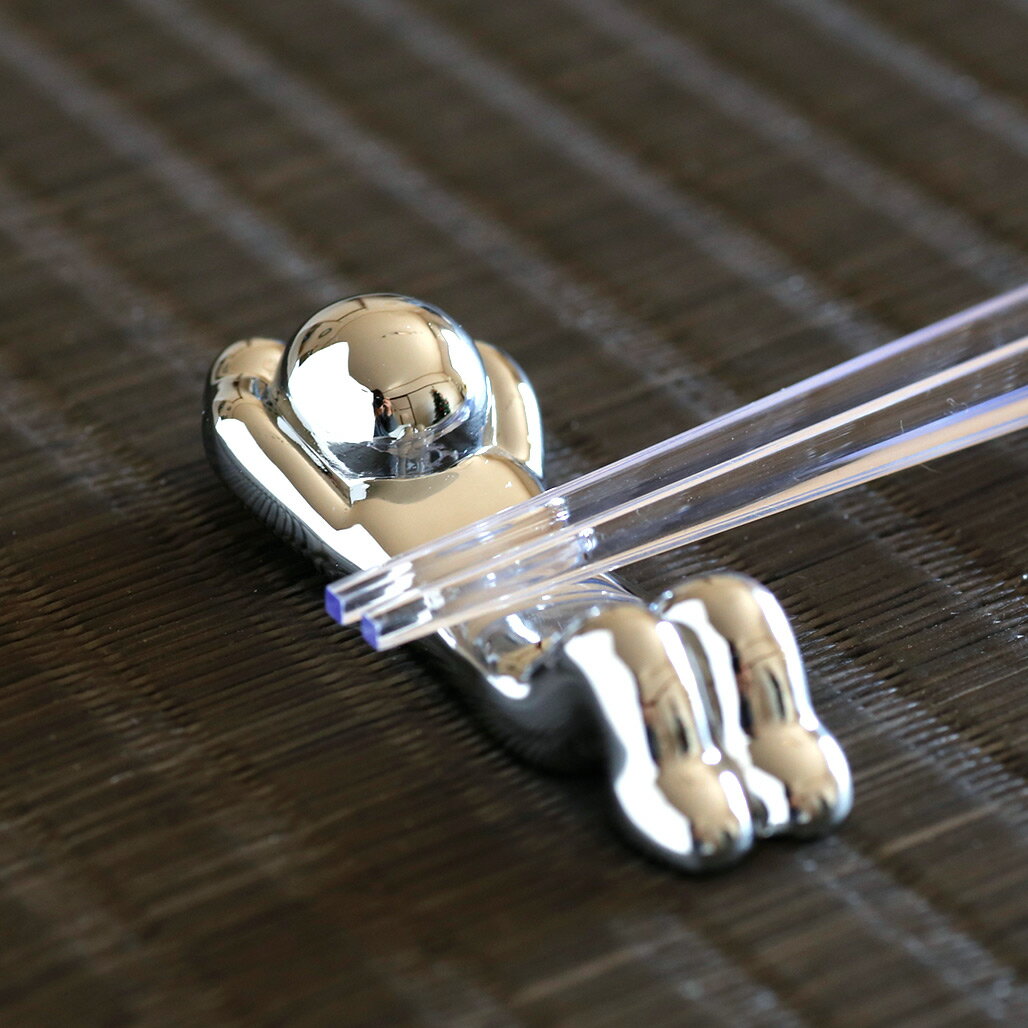 【クーポン配布中】がんばれボク 腹筋 箸置き シルバー // 金属製 カトラリー レスト おもしろはしおき 艶ありシルバー ユニーク かわいい プレゼント