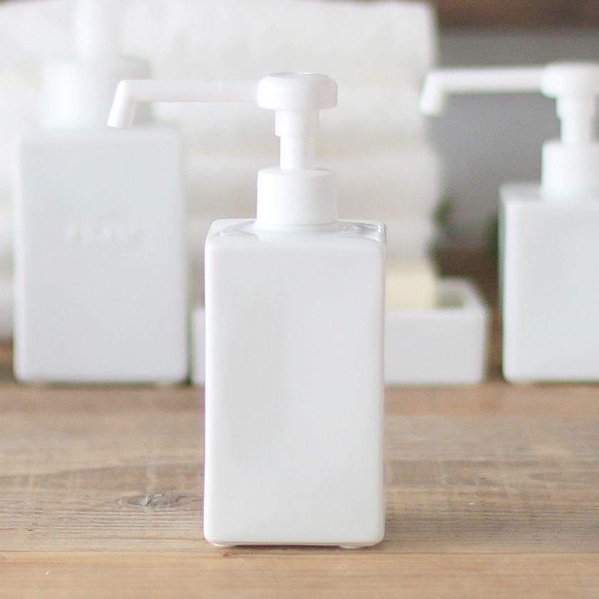 LOLO スクエア シャワーボトル ディスペンサー 300ml(お取り寄せ品）陶磁器 // 手指用 消毒液 入れ ボトル 白磁 美濃焼 おしゃれ ロロ lolo ＜在庫限り＞