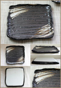 鉄黒栗刷毛荒そぎ22cm角皿