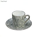 【クーポン配布中】エスプレッソコーヒー カップ&ソーサー シルバーフラワー (お取り寄せ品)// 美濃焼 磁器 食器 洋食器 カップ ソーサー 碗皿 デミタス ミニカップ 小さい 花柄 和モダン エレガント おしゃれ 花柄 和風モダン おしゃれ日本製 国産 磁器 デミ 珈琲 碗皿