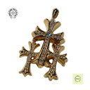 【美品】CHROME HEARTS クロムハーツ 22k PENDANT 3 CH CRS SML GLD DMND PAVE トリプル CHクロス トリプルク...