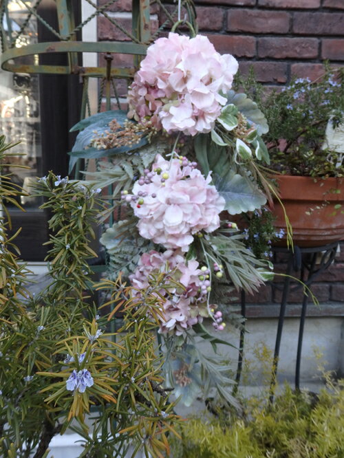 リース 玄関 フラワー ガーデニング ガーデン 雑貨『ピンク ハイドランジア スワッグ』