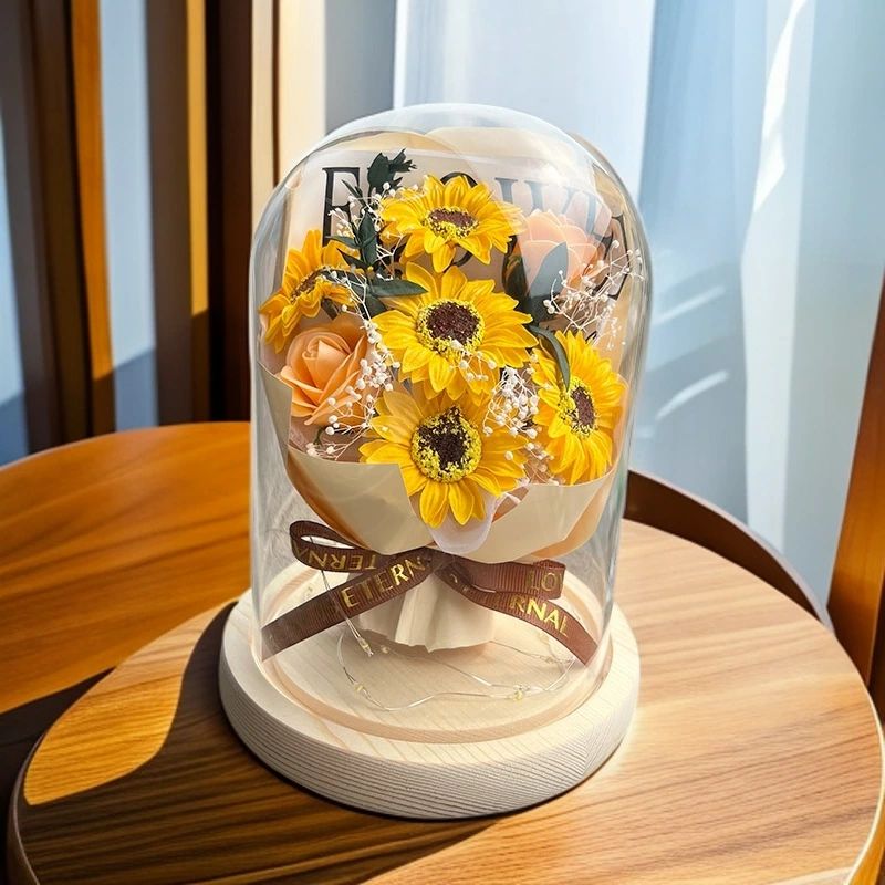 プリザーブドフラワー 造花 バラ 7輪 花束 枯れない花 LEDライト バレンタイン ホワイトデー 母の日 入..