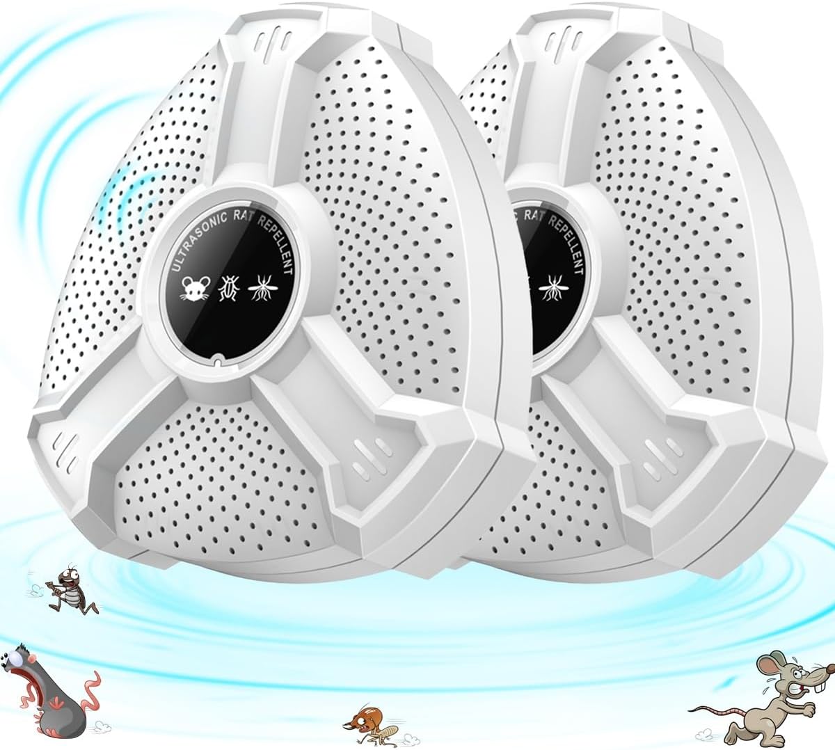 【2個セット】 ネズミ 駆除 強力 超音波 ネズミ駆逐 害虫撃退 ねずみ駆逐 変則周波数 害虫対策 コンパクト式 360°全方位カバー 子供や