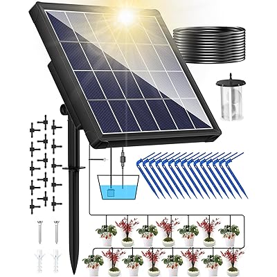 自動散水タイマー 自動水やり 植物 自動 給水器 15鉢対応可能 給水システムタイマー装置 留守 自動水やり ビオトープ ドリップ散水システム盆栽 水やり当番 庭園 花植 木鉢 ガーデニング 15mホース付き ソーラー エアーポンプ 式 植物水やり