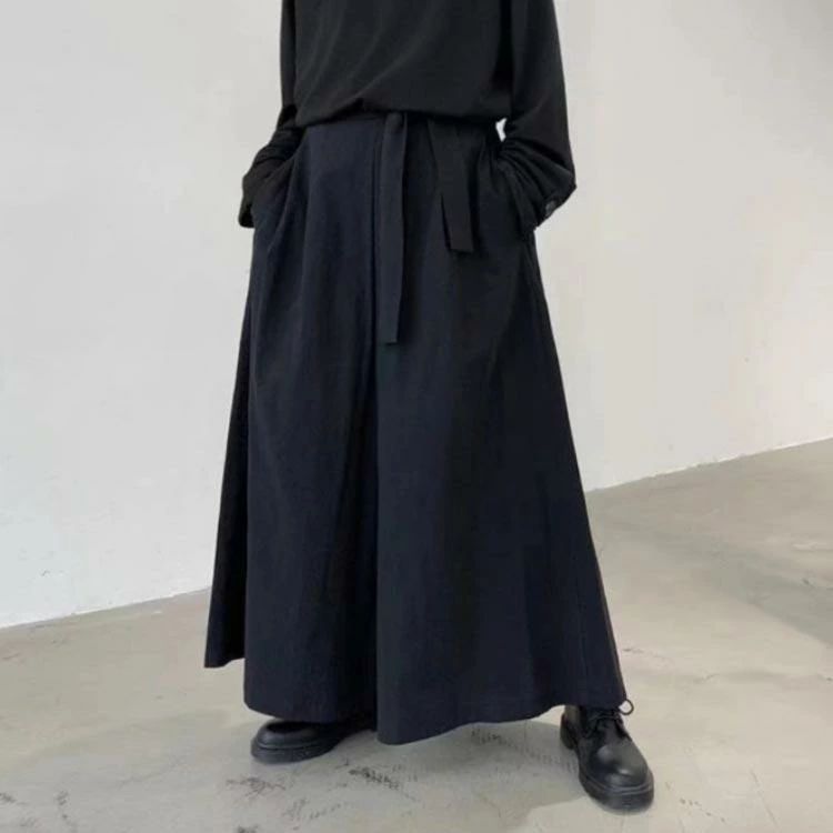 Dusky Rose （ヘアケア・サプリ）のガウチョパンツ メンズ レディース 袴パンツ スカンツ ワイドパンツ 9分丈 袴 スカート風 スカーチョ モード系 フレアパンツ サルエルパ｜アングル2