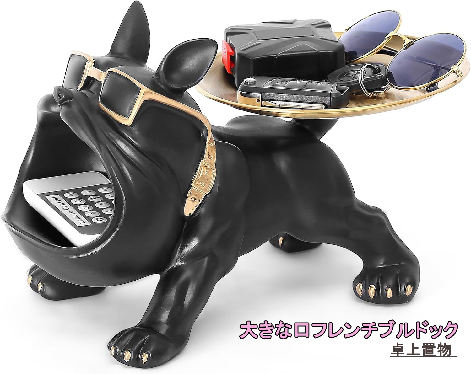 大きな口フレンチブルドック 多機能収納 皿を乗せる犬さん 卓上 クリエイティブ犬 面白い 誕生日プレゼ..