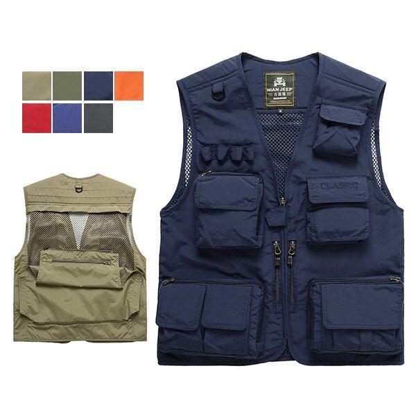 フィッシングベスト ベスト 釣り メンズ アウトドア 多機能 メッシュ ポケット多い カジュアル チョッ..