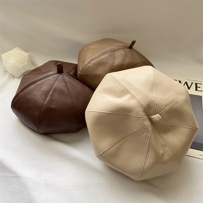 帽子 レディース ベレー帽 春秋冬 シンプル 彼女 ファッション おしゃれ PU 上品 柔らかい きれいめ あったか 無地 ハット 20代 30代 40代 通勤 通学 韓国 合皮