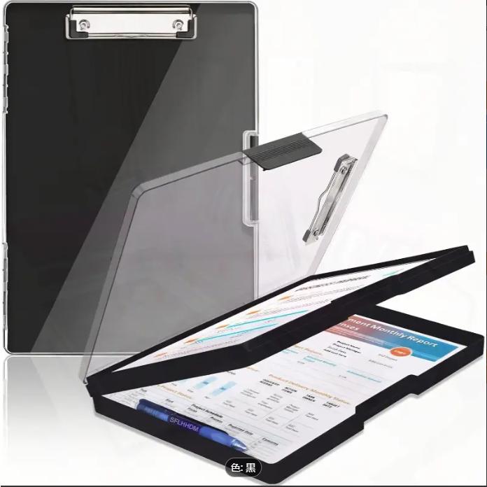 クリップボード A4 ファイルボード 2 層収納ボックス バインダー付き 水平オープニングクリップ ファイ..