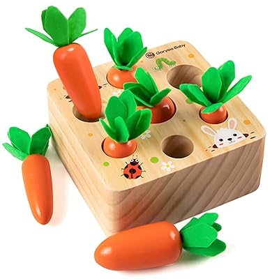 モンテッソーリ 木製パズル 木製ニンジンおもちゃ空間認識 形状認識 大小認識 7粒ニンジン 幼児 3 Dパ..