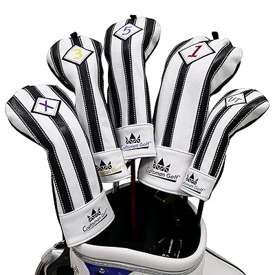 （クラフトマン）ユベントスファン向け イタリア風 ゴルフヘッドカバー 合成レザー製 たて縞黒白 バー..