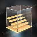 フィギュアケース アクリル製 木目調 コレクションケース 卓上展示 ディスプレイケース アクリルケース ステージ付き 前開き 扉付き ミニフィギュア対応 収納ボックス 透明 防塵 人形 プラモデル 模型|詳細画像