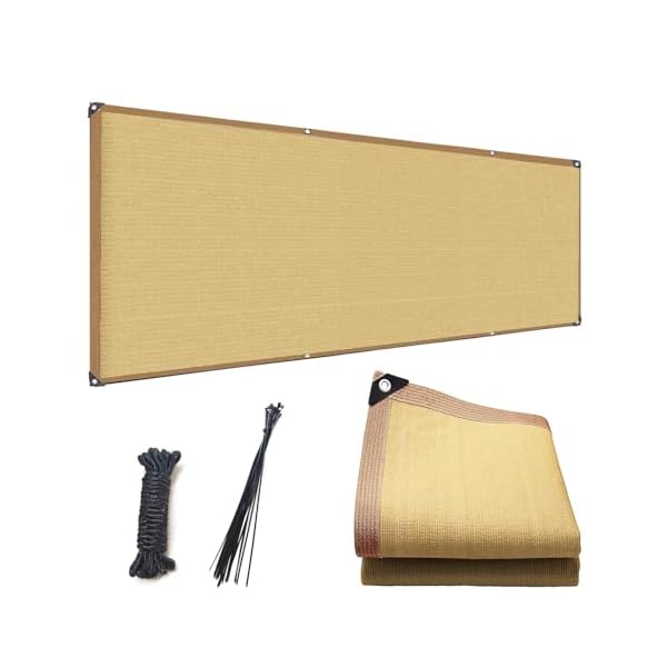 ベランダ目隠し 1M*3M 遮光ネット 黄色 プライバシー保護 日除けシェード 厚みを増した バルコニー マンション UVカット シェード 50CMごとに1つのロープ穴