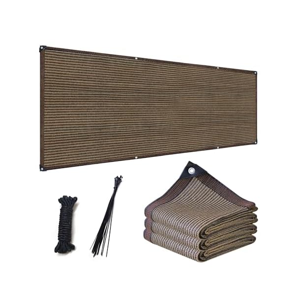 ベランダ目隠し 0.9M*1.8M 遮光ネット コーヒー色 プライバシー保護 日除けシェード 厚みを増した バルコニー マンション UVカット シェード 50CMごとに1つのロープ穴