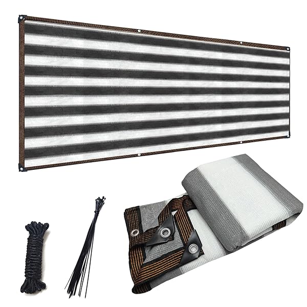 ベランダ目隠し 1M*3M 遮光ネット グレーと白 プライバシー保護 日除けシェード 厚みを増した バルコニー マンション UVカット シェード 50CMごとに1つのロープ穴