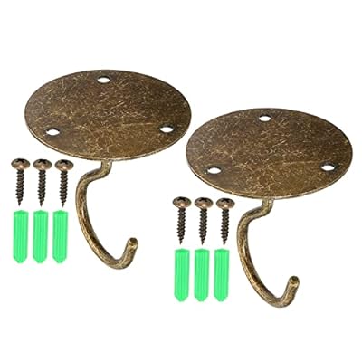 L 65 x 71.5 mm 天井フック 2個 天井フック 取り付け金具付き 屋内屋外吊り下げ植物 提灯 風鈴用 ブロンズ